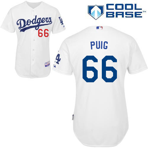 #66 Yasiel Puig White MLB Jersey-Los Angeles Dodgers Stitched Cool Base Baseball Jersey