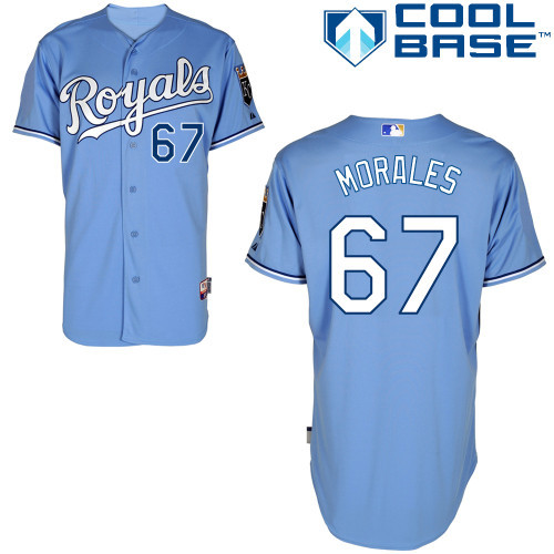 #67 Franklin Morales Light Blue MLB Jersey-Kansas City Royals Stitched Cool Base Baseball Jersey