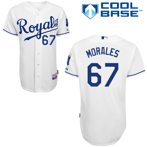 #67 Franklin Morales White MLB Jersey-Kansas City Royals Stitched Cool Base Baseball Jersey