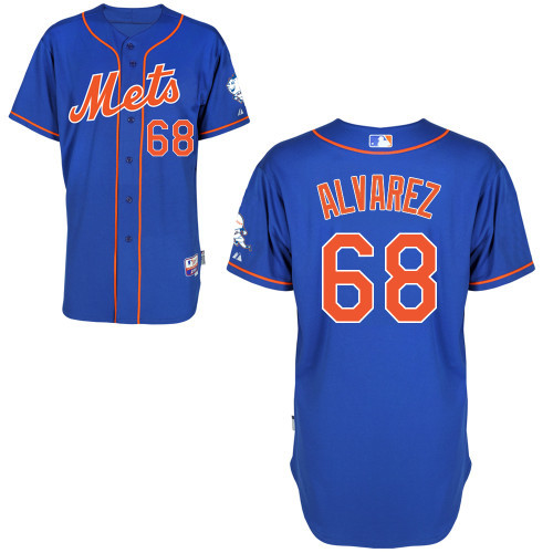 #68 Dario Alvarez Blue MLB Jersey-New York Mets Stitched Cool Base Baseball Jersey