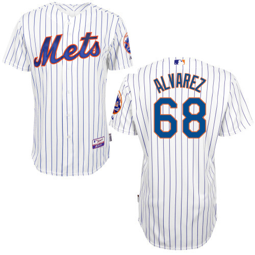 #68 Dario Alvarez White Pinstripe MLB Jersey-New York Mets Stitched Player Baseball Jersey