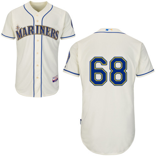 #68 Edgar Olmos Cream MLB Jersey-Seattle Mariners Stitched Cool Base Baseball Jersey