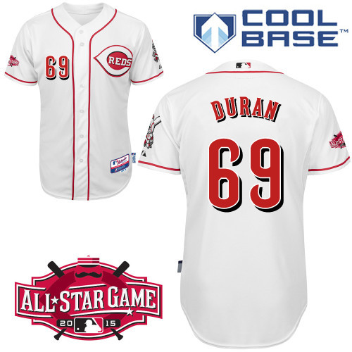 #69 Juan Duran White MLB Jersey-Cincinnati Reds Stitched Cool Base Baseball Jersey