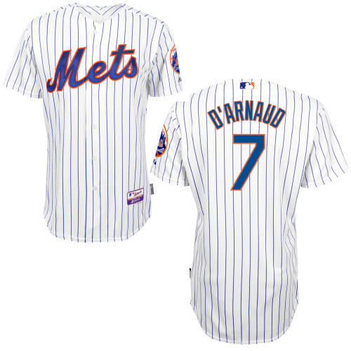 #7 Travis D'Arnaud White Pinstripe MLB Jersey-New York Mets Stitched Player Baseball Jersey