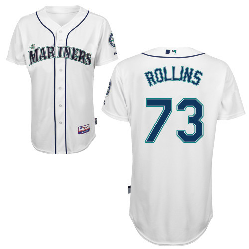 #73 David Rollins White MLB Jersey-Seattle Mariners Stitched Cool Base Baseball Jersey