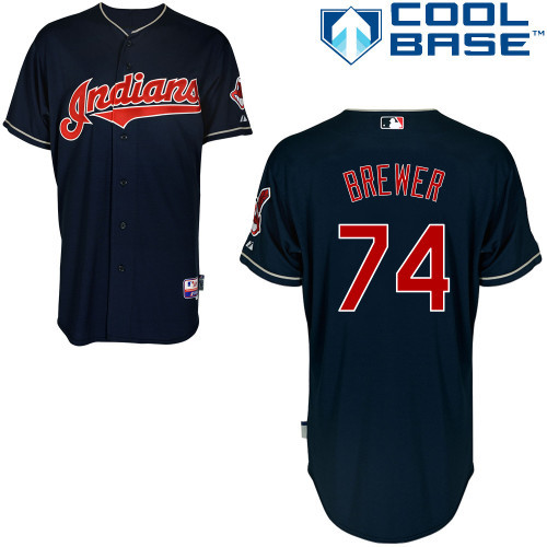#74 Charles Brewer Dark Blue MLB Jersey-Cleveland Indians Stitched Cool Base Baseball Jersey