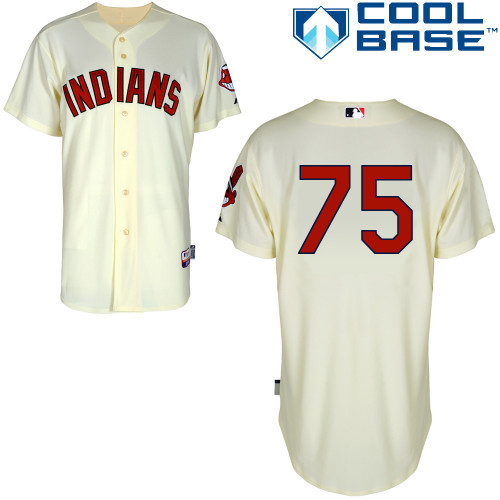 #75 Carlos Moncrief Cream MLB Jersey-Cleveland Indians Stitched Cool Base Baseball Jersey