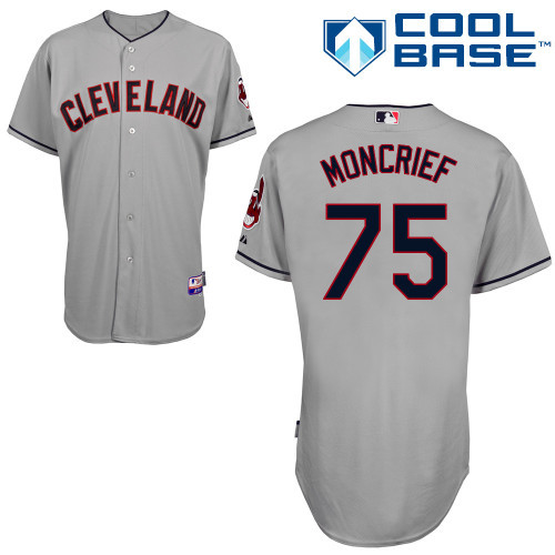 #75 Carlos Moncrief Gray MLB Jersey-Cleveland Indians Stitched Cool Base Baseball Jersey