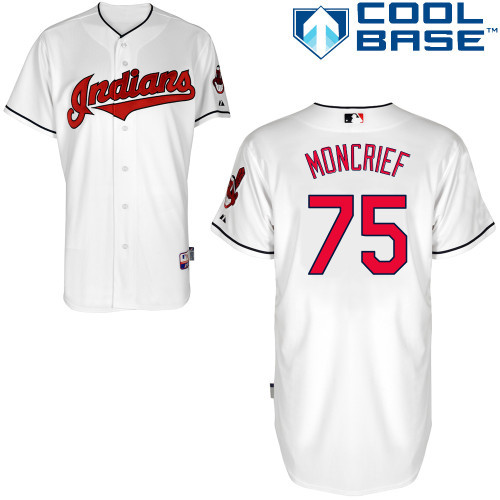 #75 Carlos Moncrief White MLB Jersey-Cleveland Indians Stitched Cool Base Baseball Jersey