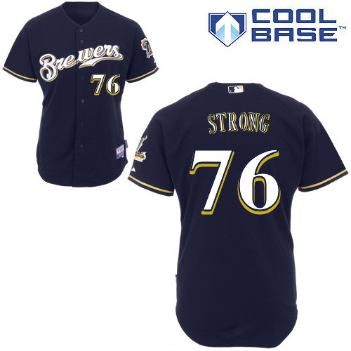 #76 Michael Strong Dark Blue MLB Jersey-Milwaukee Brewers Stitched Cool Base Baseball Jersey