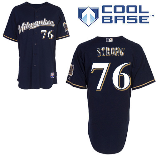 #76 Michael Strong Navy Blue MLB Jersey-Milwaukee Brewers Stitched Cool Base Baseball Jersey