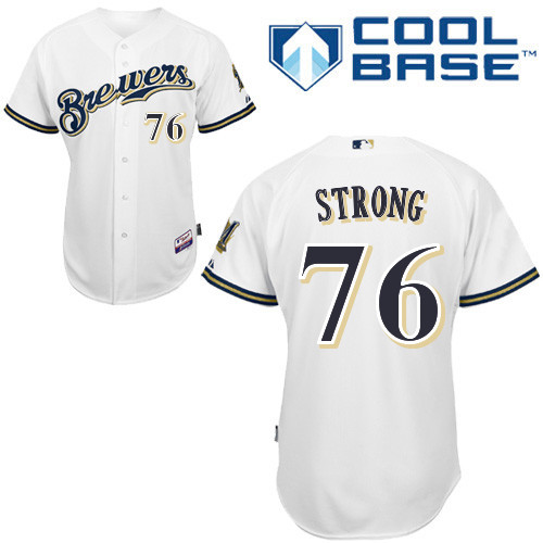 #76 Michael Strong White MLB Jersey-Milwaukee Brewers Stitched Cool Base Baseball Jersey