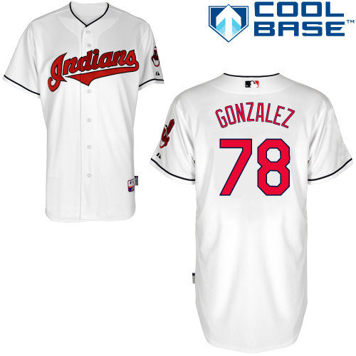 #78 Erik Gonzalez White MLB Jersey-Cleveland Indians Stitched Cool Base Baseball Jersey