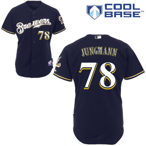 #78 Taylor Jungmann Dark Blue MLB Jersey-Milwaukee Brewers Stitched Cool Base Baseball Jersey