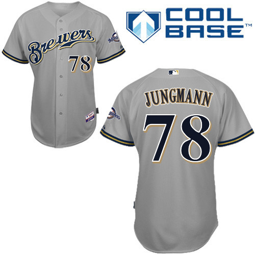 #78 Taylor Jungmann Gray MLB Jersey-Milwaukee Brewers Stitched Cool Base Baseball Jersey