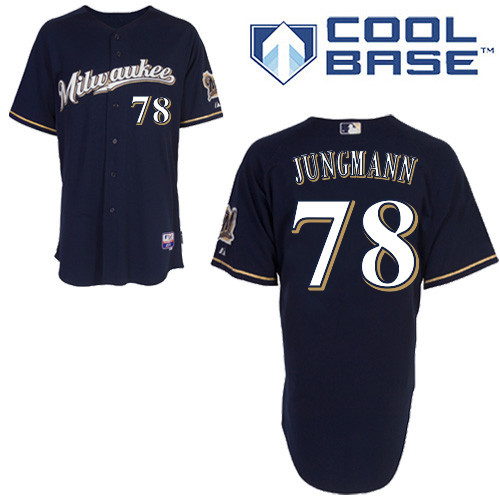 #78 Taylor Jungmann Navy Blue MLB Jersey-Milwaukee Brewers Stitched Cool Base Baseball Jersey