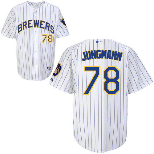 #78 Taylor Jungmann White Pinstripe MLB Jersey-Milwaukee Brewers Stitched Player Baseball Jersey