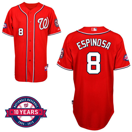 #8 Danny Espinosa Red MLB Jersey-Washington Nationals Stitched Cool Base Baseball Jersey