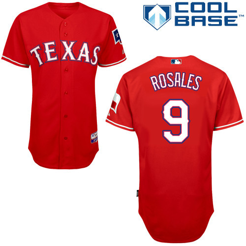 #9 Adam Rosales Red MLB Jersey-Texas Rangers Stitched Cool Base Baseball Jersey