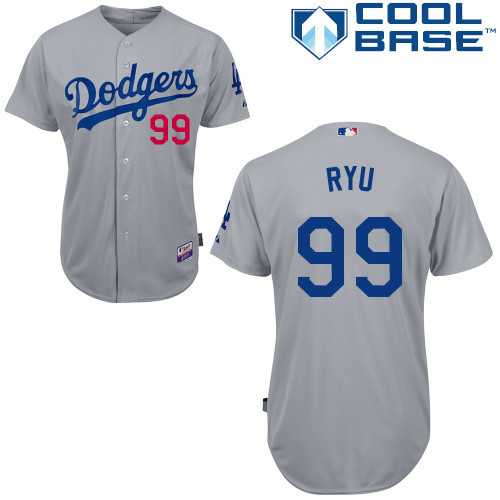 #99 Hyun-Jin Ryu Gray MLB Jersey-Los Angeles Dodgers Stitched Cool Base Baseball Jersey