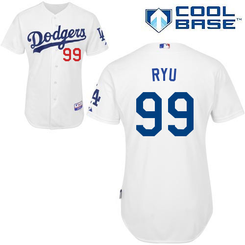 #99 Hyun-Jin Ryu White MLB Jersey-Los Angeles Dodgers Stitched Cool Base Baseball Jersey