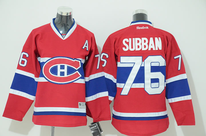 Youth Montreal Canadiens #76 Subban Red Jerseys
