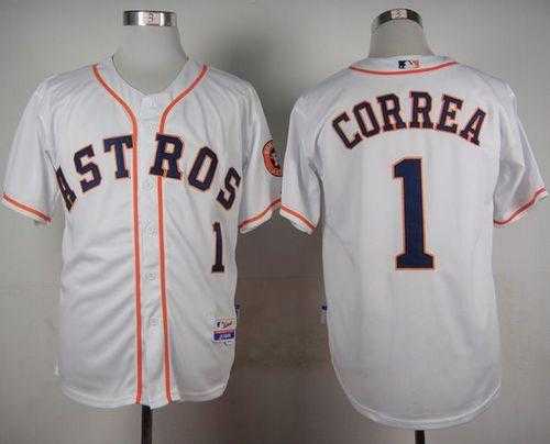 Houston Astros #1 Carlos Correa White Cool Base Jerseys
