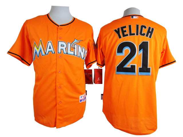 Miami Marlins #21 Yelich Orange Cool Base Jerseys