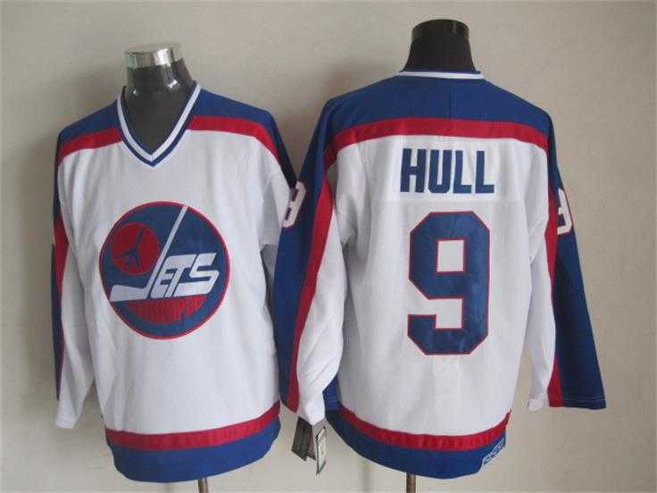 Winnipeg Jets #9 Bobby Hull White-Blue CCM Throwback Jerseys