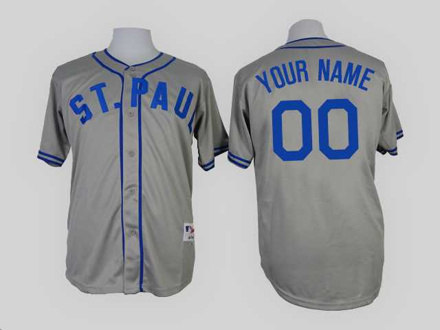 Customized Minnesota Twins MLB Jerseys-Men's Stitched 1948 St. Paul Saints Turn Back The Clock Gray Jersey