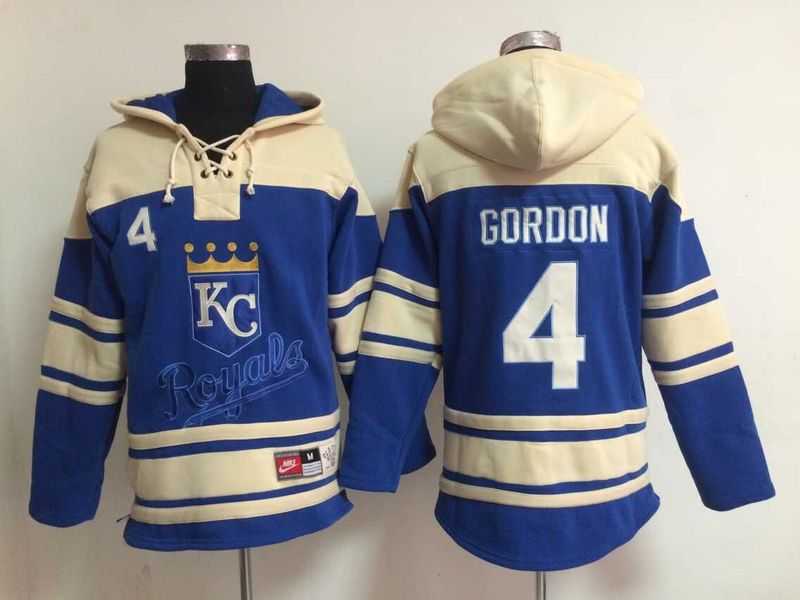Kansas City Royals #4 Alex Gordon Blue Hoodie