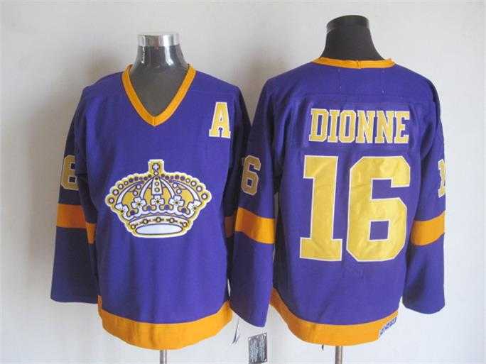 Los Angeles Kings #16 Marcel Dionne Purple-Yellow CCM Throwback Jerseys