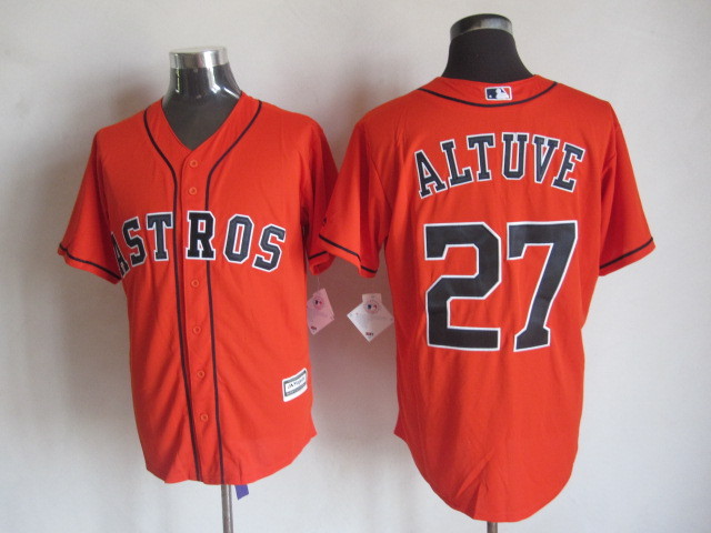 Majestic Houston Astros #27 Jose Altuve Orange MLB Stitched Jerseys