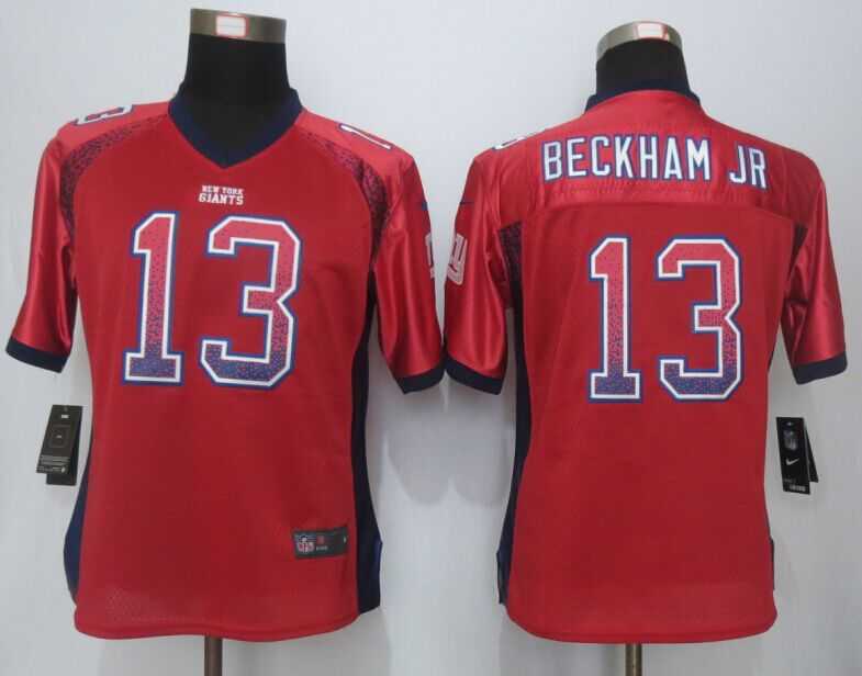 Womens Nike New York Giants #13 Beckham JR Drift Fashion Red Elite Jerseys