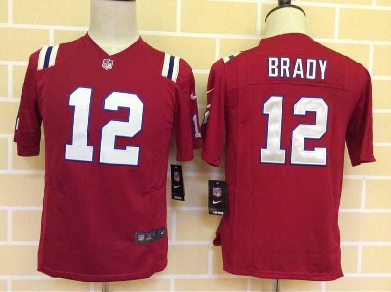 Youth Nike New England Patriots #12 Tom Brady Red Game Jerseys