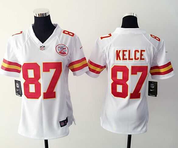 Womens Nike Kansas City Chiefs #87 Kelce White Game Jerseys