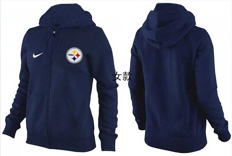 Womens Pittsburgh Steelers Team Logo 2015 Full Zip Hoodie-73