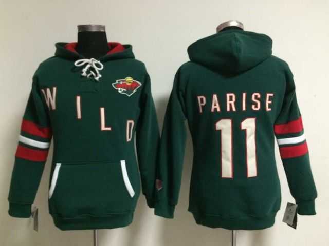 Womens Minnesota Wilds #11 Zach Parise Green Stitched Hoodie