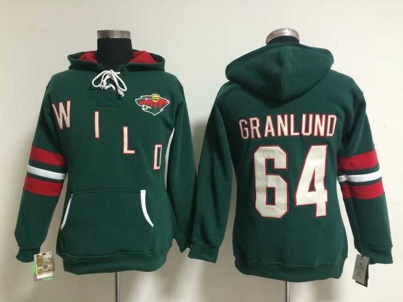 Womens Minnesota Wilds #64 Mikael Granlund Green Stitched Hoodie