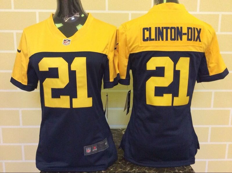 Womens Nike Green Bay Packers #21 Clinton-Dix Yellow-Blue Game Jerseys
