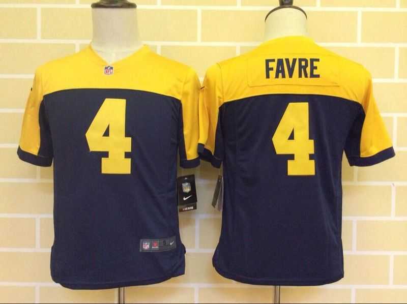 Youth Nike Green Bay Packers #4 Brett Favre Yellow-Blue Game Jerseys