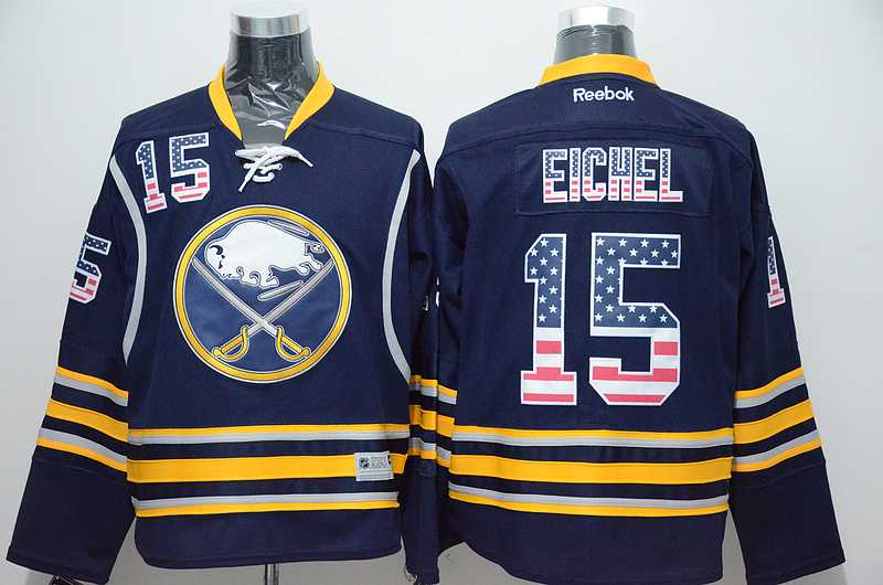 Buffalo Sabres #15 Eichel USA Flag Fashion Dark Blue Jerseys