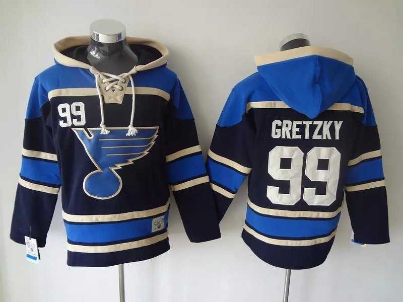 St. Louis Blues #99 Wayne Gretzky Navy Blue Hoodie