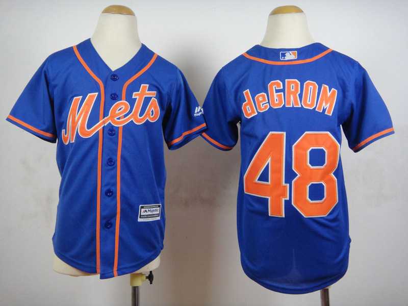 Youth New York Mets #48 Jacob Degrom 2015 Blue Cool Base Jerseys
