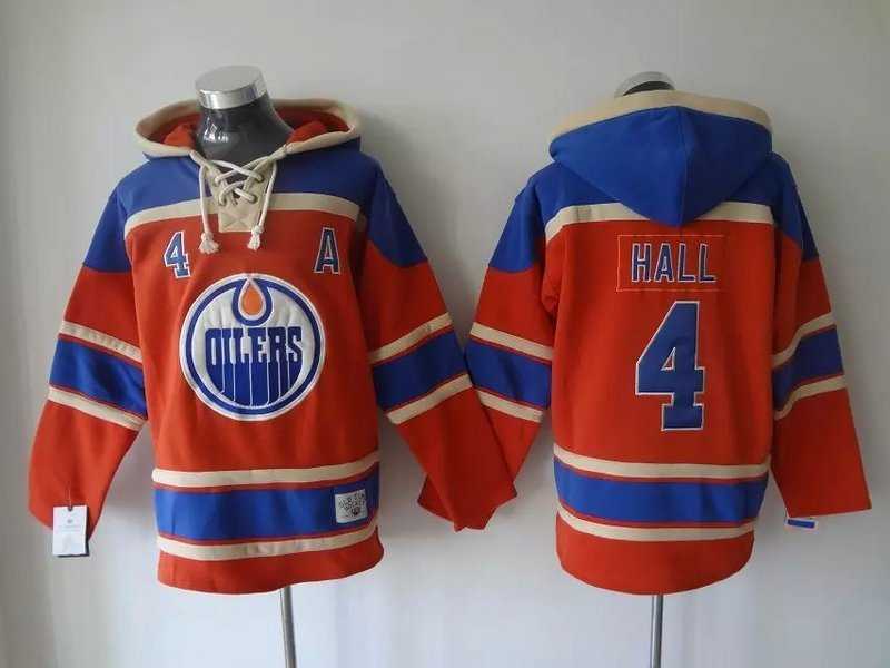 Edmonton Oilers #4 Taylor Hall Orange Stitched Hoodie