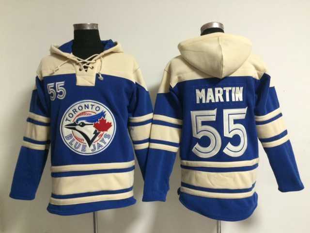 Toronto Blue Jays #55 Russell Martin Blue Stitched Hoodie