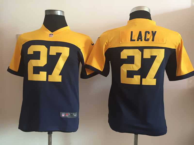 Youth Nike Green Bay Packers #27 Eddie Lacy Yellow-Blue Game Jerseys