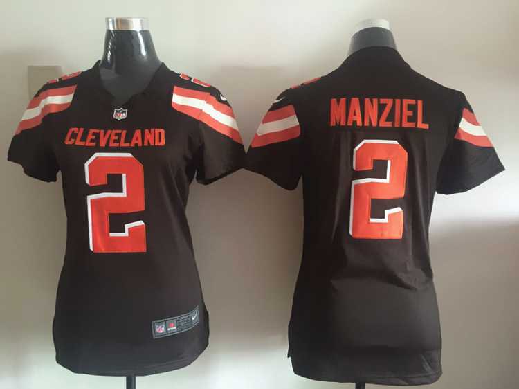 Womens Nike Cleveland Browns #2 Johnny Manziel 2015 Brown Team Color Game Jerseys