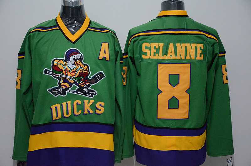 Anaheim Ducks #8 Teemu Selanne Green-Yellow CCM Throwback Jerseys