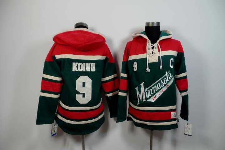 Minnesota Wilds #9 Mikko Koivu Green-Red Stitched Hoodie